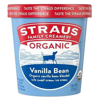 Straus Family Creamery Organic Super Premium Vanilla Bean Ice Cream, Pasture-Raised Dairy, 16oz
