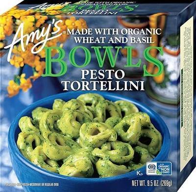 Amy's Frozen Meals, Pesto Tortellini Bowl, Made With Organic Wheat and Basil, Microwave Meals, 9.5 Oz