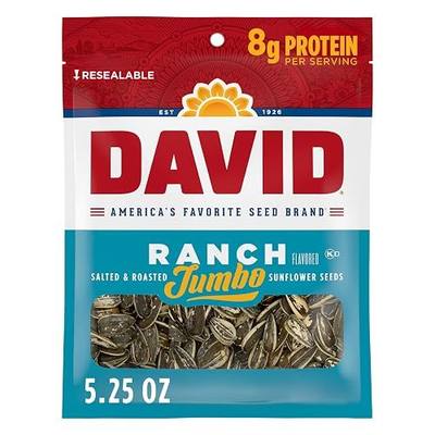 DAVID SEEDS Roasted and Salted Ranch Jumbo Sunflower Seeds, Keto Friendly, 5.25 oz, 12 Pack