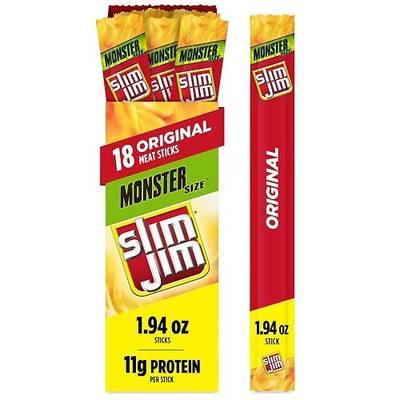 Slim Jim Monster Smoked Meat Sticks, Original Flavor, High Protein, 1.94 oz. (18 Count)