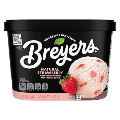 Breyers Ice Cream For a Delicious Frozen Dessert Natural Strawberry with 100% Grade A Milk and Cream 48 oz