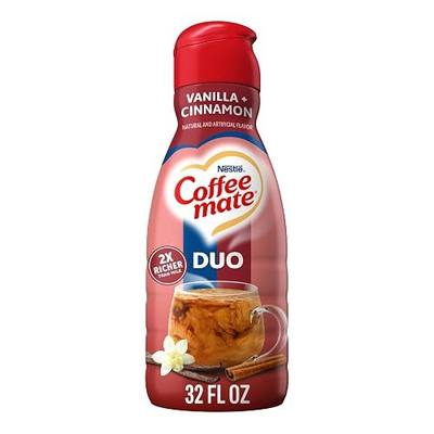 Coffee mate Cinnamon Vanilla Crème Flavored Coffee Creamer, Non-Dairy, Gluten-Free, Liquid Creamer for Coffee, Cholesterol Free, 63 Servings