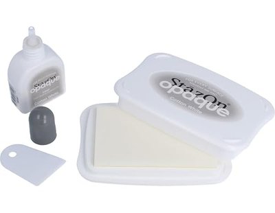 Tsukineko SZ000110 StazOn Opaque Un-Inked Pad and Inker, Cotton White, Pad and Inker