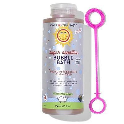 California Baby Super Sensitive Bubble Bath | 100% Plant-Based Kids Bubble Bath | Gentle Unscented Baby Bubble Bath | Free Bubble Wand | 384 mL / 13oz