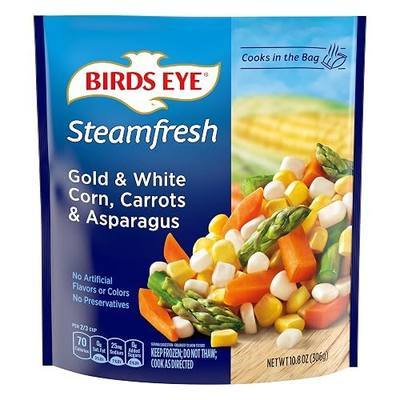 Birds Eye Steamfresh Gold and White Corn, Carrots & Asparagus Mixed Vegetables, Frozen Vegetables, 10.8 OZ