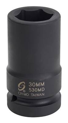 SUNEX Tools 1 in. Drive 30mm 6-Point Deep Impact Socket, CR-MO Steel, Model 530MD