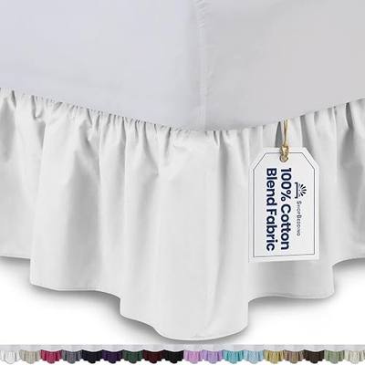 Ruffled Bed Skirt (Twin XL, White) 21 Inch Drop Bedskirt with Platform, Cotton Blend Dorm Bedskirt, Available in All Bed Sizes and 16 Colors - Blissford