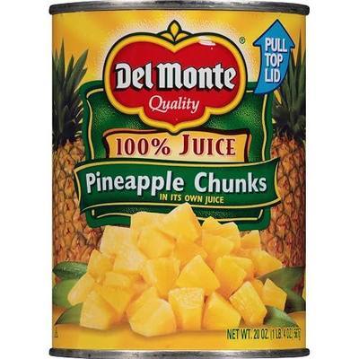 Del Monte Canned Pineapple Chunks in Fresh Pineapple Juice, 20 Ounce