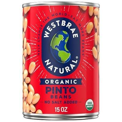 WESTBRAE 15 oz Organic Pinto Beans, Source of Plant Based Protein and Fiber, Low Fat, Gluten Free, (Pack of 12)