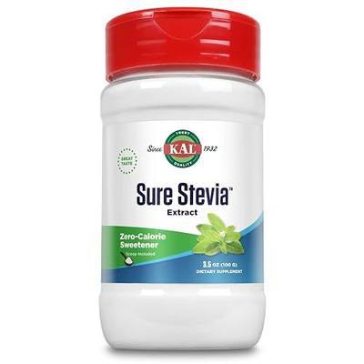 KAL Sure Stevia Extract Powder, Low Carb, Plant Based Stevia Sweetener, Great Taste, Zero Calories, Zero Sugar, Low Glycemic & Perfect for a Keto Diet, 60-Day Guarantee, Approx. 1820 Servings, 3.5oz | Botanical supplement with carefully selected herbal ingredients