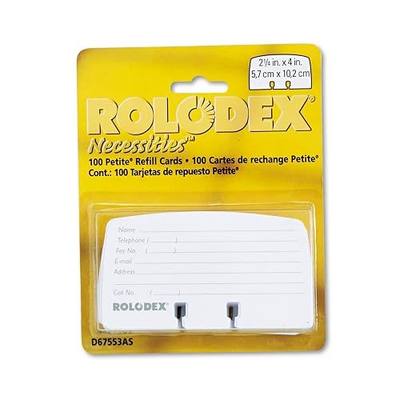Rolodex Corporation Products - Card Refills, For Petite Card Files, 2-1/4"x4", 100 Cards, White - Sold as 1 PK - Card refills are designed for petite card files. Cards include spaced lines with name, telephone, fax number and other important contact information.
