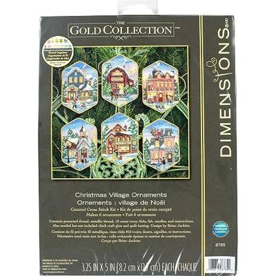 Dimensions Gold Collection Christmas Village Counted Cross Stitch Ornament Kit, 6 pcs