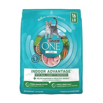 Purina ONE Natural, Low Fat, Weight Control, Indoor Dry Cat Food, +Plus Indoor Advantage - 16 lb. Bag