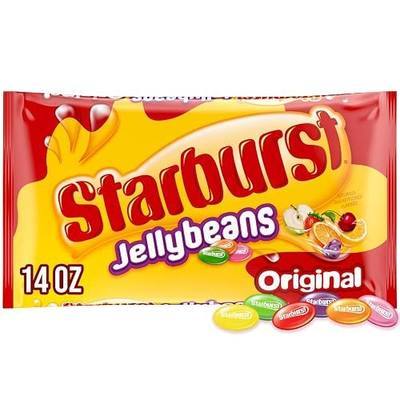 STARBURST Original Jelly Beans Gummy Candy, Sharing Size, 14 oz Bag | Soft fruit jellybeans with a chewy center, great for candy bowls, candy salads, party favors, lunch box, sharing, decorating