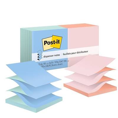 Post-it Pop-up Notes, 3 x 3 in, Assorted Alternating Colors, 12 Pads | School Supplies, Office Products, Accordion Sticky Notes work with Pop-Up Note Dispenser