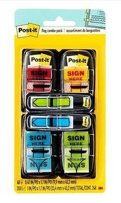 Post-it Message Sign Here Flags Value Pack, 4 Dispensers/Pack | Assorted Colors, Includes 48 FREE Arrow Flags, Removable Page Markers for Planners, Journals, and Calendars