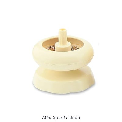 Beadalon Spin-N-Bead, Mini Size Bead Spinner Bowl Includes 1 Curved Big Eye Needle for Easy Bead Stringing and Jewelry Making, Natural