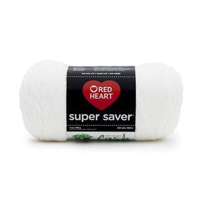 Red Heart Super Saver Yarn for Crocheting & Knitting, White, Single | #4 Medium Worsted Weight Acrylic Soft Yarn for Blankets, Beanies, Amigurumi, and Beginner Projects, 364 yards, 198g/7oz