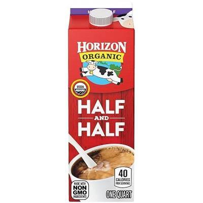 Horizon Organic Half & Half, Ultra Pasteurized, 1 Quart | Ultra Pasteurized Milk and Cream, Great as a Coffee Creamer, and for Cooking and Baking