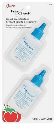 Dritz Fray Check Liquid Seam Sealant 2-Pack – Permanent Clear Fabric Edge Protector to Prevent Fraying and Secure Thread Ends – 0.75 oz Bottles