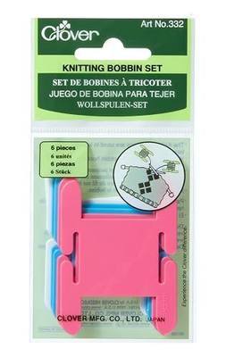 Clover Bobbin Set, 6-Piece, Red, 5" Height x 2.6" Length x 0.4" Width