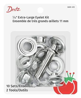 Dritz Extra-Large Eyelet Kit with Tool, 7/16-Inch, 10 Count, Nickel