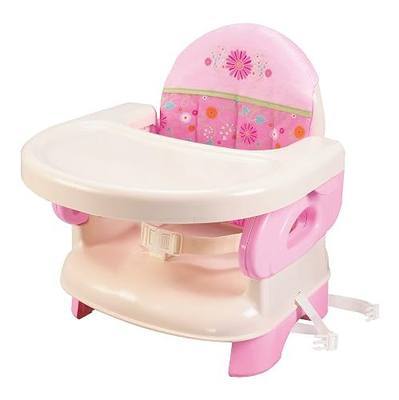 Summer Infant Ingenuity by Summer Unisex Deluxe Comfort Folding Booster Seat with Feeding Tray, Chair Straps Secure Booster, and Removable Seat Pad, Pink