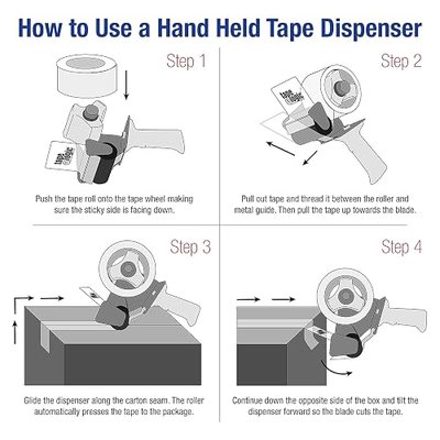 Tape Logic 4 Inch Heavy-Duty Packing Tape Dispenser Gun, for Packing, Shipping, Moving and Warehouse Use (1 Dispenser)