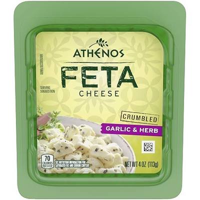 Athenos Garlic & Herb Crumbled Feta Cheese (4 oz Tub)