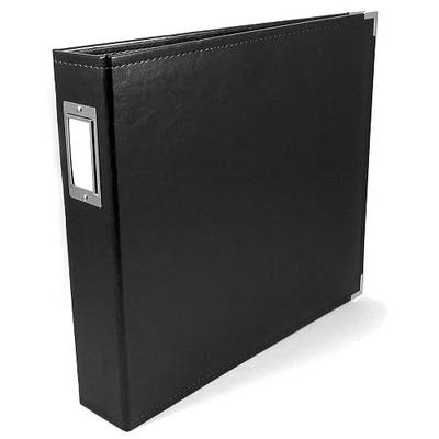We R Memory Keepers 12x12 Photo Album - Faux Leather with 5 Page Protectors and Spine Label - Snag-Free D-Ring Scrapbooking Memory Album, Acid-Free, Black