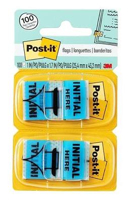 Post-it Message Flags, Initial Here, 1 x 1.7 in, Blue, 2 Dispensers | Removable Page Markers to Mark Tax, Real Estate, and Legal Documents