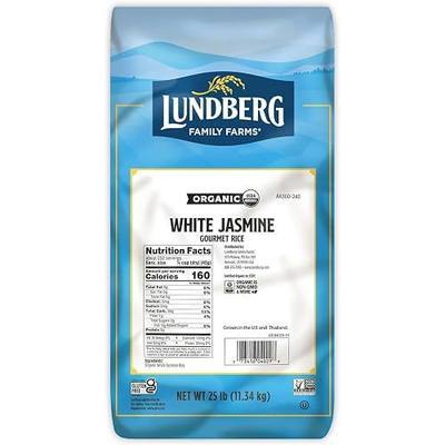 Lundberg Organic Jasmine White Rice – Long-Grain, Fluffy & Aromatic, Responsibly Grown in California, 25 Lbs