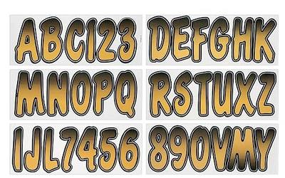Hardline Products USA Series 200 Boat Registration Numbers Kit – 3 Inch Marine Grade Vinyl Decals – Brown & Black Gradient Lettering for Hull ID – USCG Compliant, Fuel & Fade Resistant – 146 Piece Set