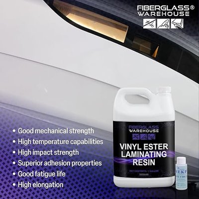 Vinyl Ester Resin- Gallon w/Catalyst- Corrosion-Resistant, High-Impact Strength, High-Temp Capabilities, Superior Adhesion