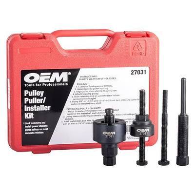 OEMTOOLS Power Steering Pulley Puller and Installer Kit, Removes and Installs Power Steering Pump Pulleys on Most Domestic Vehicles, Ford, GM, VW, 27031 Red Case