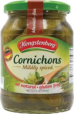 Hengstenberg Cornichons Jar, 12.5-Ounce Jars (Pack of 12)