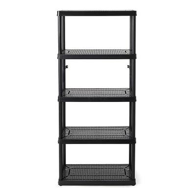 Gracious Living 5 Shelf Fixed Height Ventilated Medium Duty Storage Unit 14 x 32 x 72" Organizer System for Home, Garage, Basement, & Laundry, Black