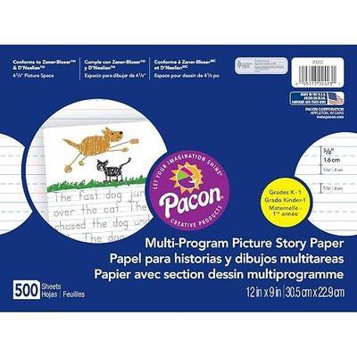Pacon Multi-Program Picture Story Paper, 12"X9", D'Nealian (K) and Zaner-Bloser (1), 500 Sheets, White