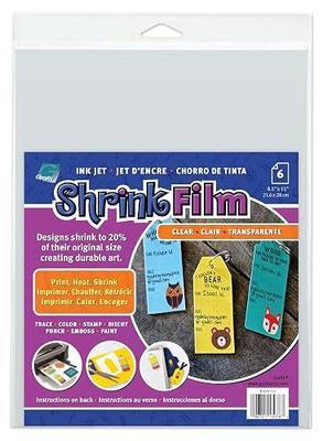 Grafix Ink-Jet Printable Clear Transparent Shrink Film - 8.5"x11" Print, Cut and Shrink It to create jewelry, embellishments, tags, ornaments. Shrink plastic is for kids of all ages,Pack of 6