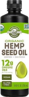 Manitoba Harvest Organic Hemp Seed Oil, 8.45 fl oz | Unrefined, Cold-Pressed, 12 g of Omegas 3 and 6 Per 15 mL Serving, USDA Organic, Non-GMO