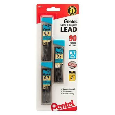 Pentel C27BPHB3K6 Super Hi-Polymer Lead Refills, 0.7mm, HB, Black, 30 per Tube (Pack of 3 Tubes)