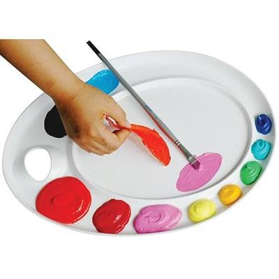 Mijello XL Ellipse Peel-Off Palette with Thumb Hole for Acrylic & Oil Paints, 10.125” L x 7.75” W x .75” H, 1 Each (92-AP3079)