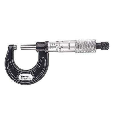 Starrett Outside Micrometer with One-Piece Spindle, Satin Chrome Finish and Advanced Sleeve Design - Quick and Easy Adjustment, 0-1" Range, .001" Graduation - 436.1XRL-1