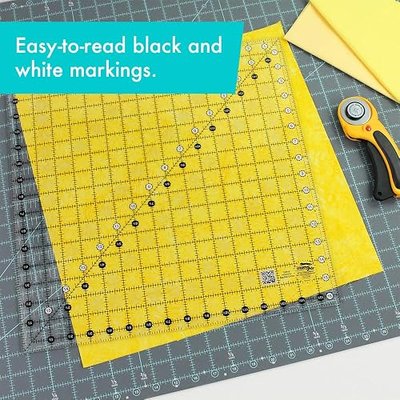 Creative Grids Quilt Ruler 16-1/2in x 16-1/2in Square – CGR16 – Made in USA, Non-Slip Grip Acrylic Quilting, Sewing, Crafting, Patchwork Ruler for Measuring & Cutting Fabric