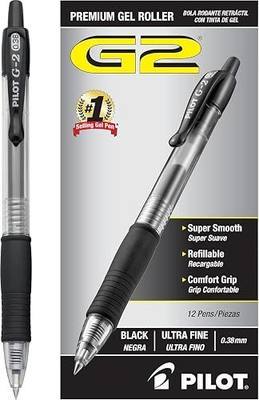 PILOT G2 Premium Refillable and Retractable Rolling Ball Gel Pens, Ultra Fine Point, Black Ink, 12-Pack (31277)