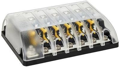 Blue Sea Systems 5015 Fuse Block AGC 6-CIR W/Ground , 3.5'' x 5.0''