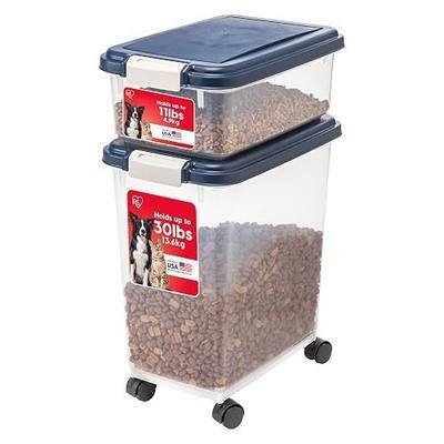 IRIS USA Dog Food Storage Container 30 lb + 11 lb, Stackable Combo Set, Airtight Pet Food Storage Bins with Wheels for Dog Cat Bird Chicken Food, BPA Free, Made in USA, Navy