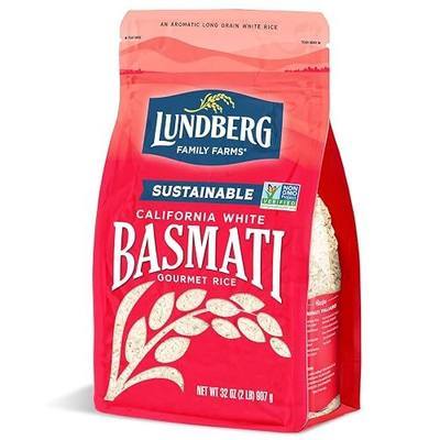 Lundberg Basmati Rice, Long Grain White Rice - Non-Sticky, Fluffy, Nutty, Aromatic Rice, Vegan Food, Healthy Meals, Gluten-Free Rice Grown in California, 32 Oz