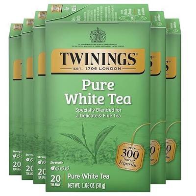Twinings Pure White Tea Individually Wrapped Bags, 20 Count (Pack of 6), Light & Fresh, Caffeinated, Enjoy Hot or Iced, 120 Teabags