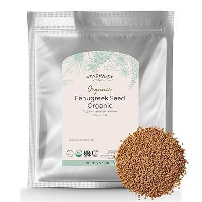 Starwest Botanicals Whole Fenugreek Seeds Organic - Seasoning Spice for Cooking, Use in Tea, Curry, or Natural Herbal Blends, Certified Kosher, Non-GMO - Bulk 1 lb Bag